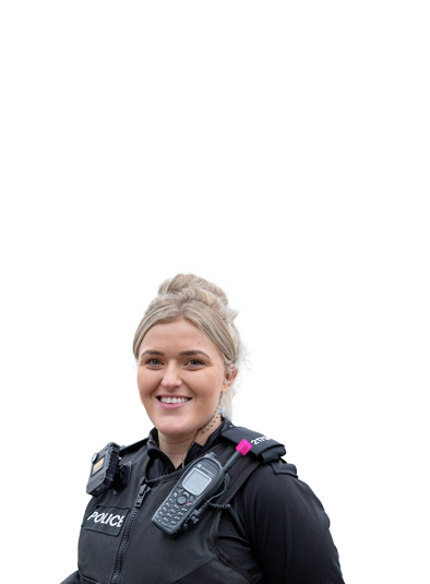 An image of a smiling police officer